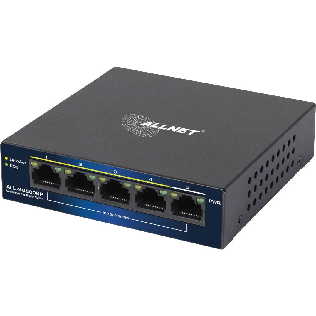 ALLNET Switch 5 Port 10/100/1000TX 4x PoE unmanaged Layer2 Lüfterlos - Switch --3