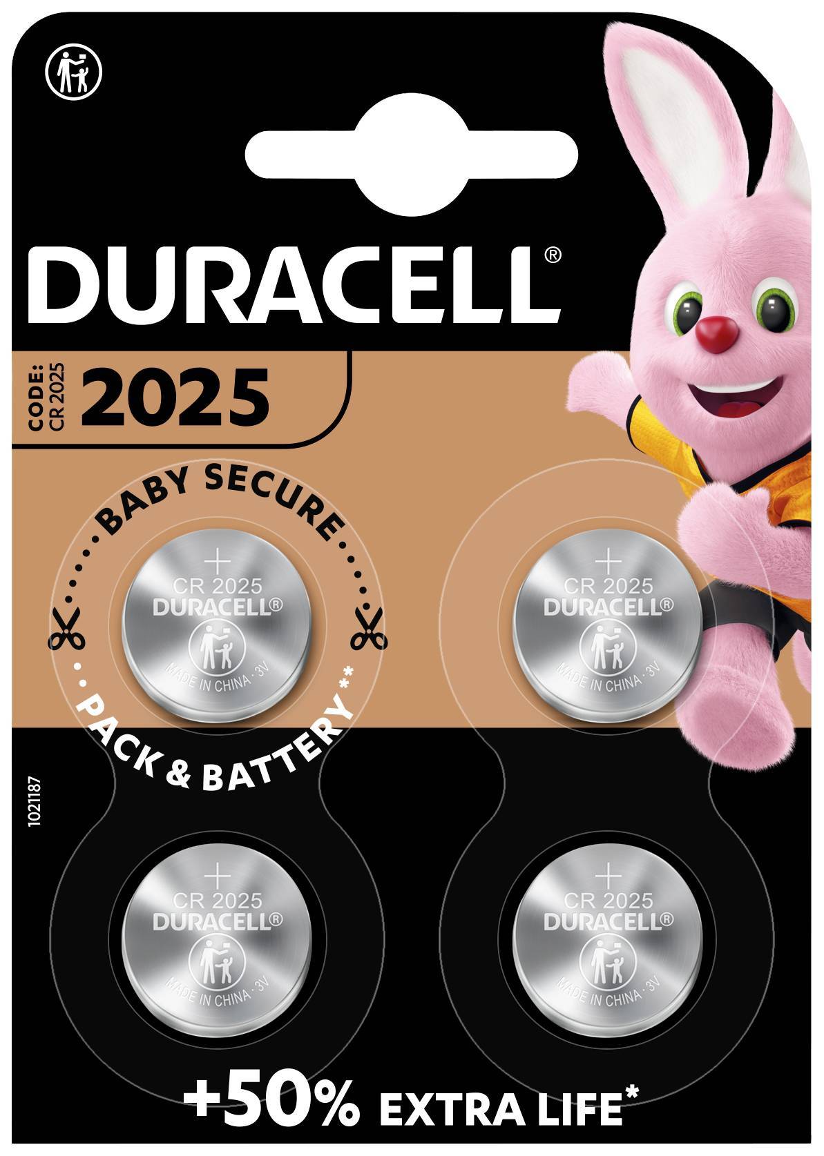 Duracell 5000394119345 - Einwegbatterie - CR2025 - Lithium - 3 V - 4 Stück(e) --0