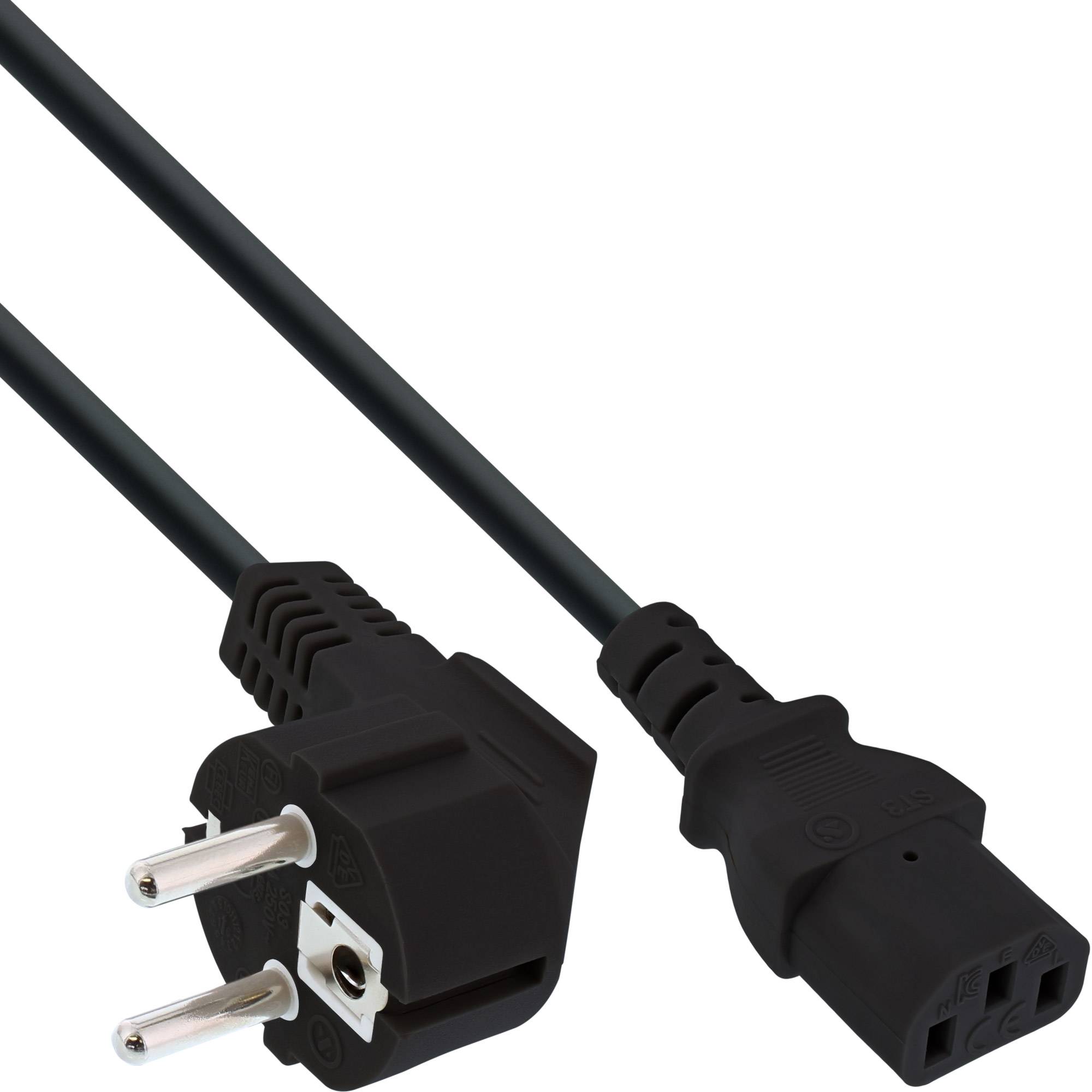 InLine® Netzkabel, Schutzkontakt gewinkelt auf Kaltgerätestecker C13, 5m-0
