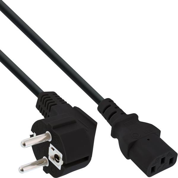 InLine® Netzkabel, Schutzkontakt gewinkelt auf Kaltgerätestecker C13, 5m