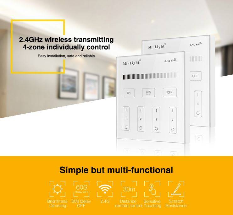 Synergy 21 Fernbedienung Smart Panel single color 4-Zonen*Milight/Miboxer* - Far-0