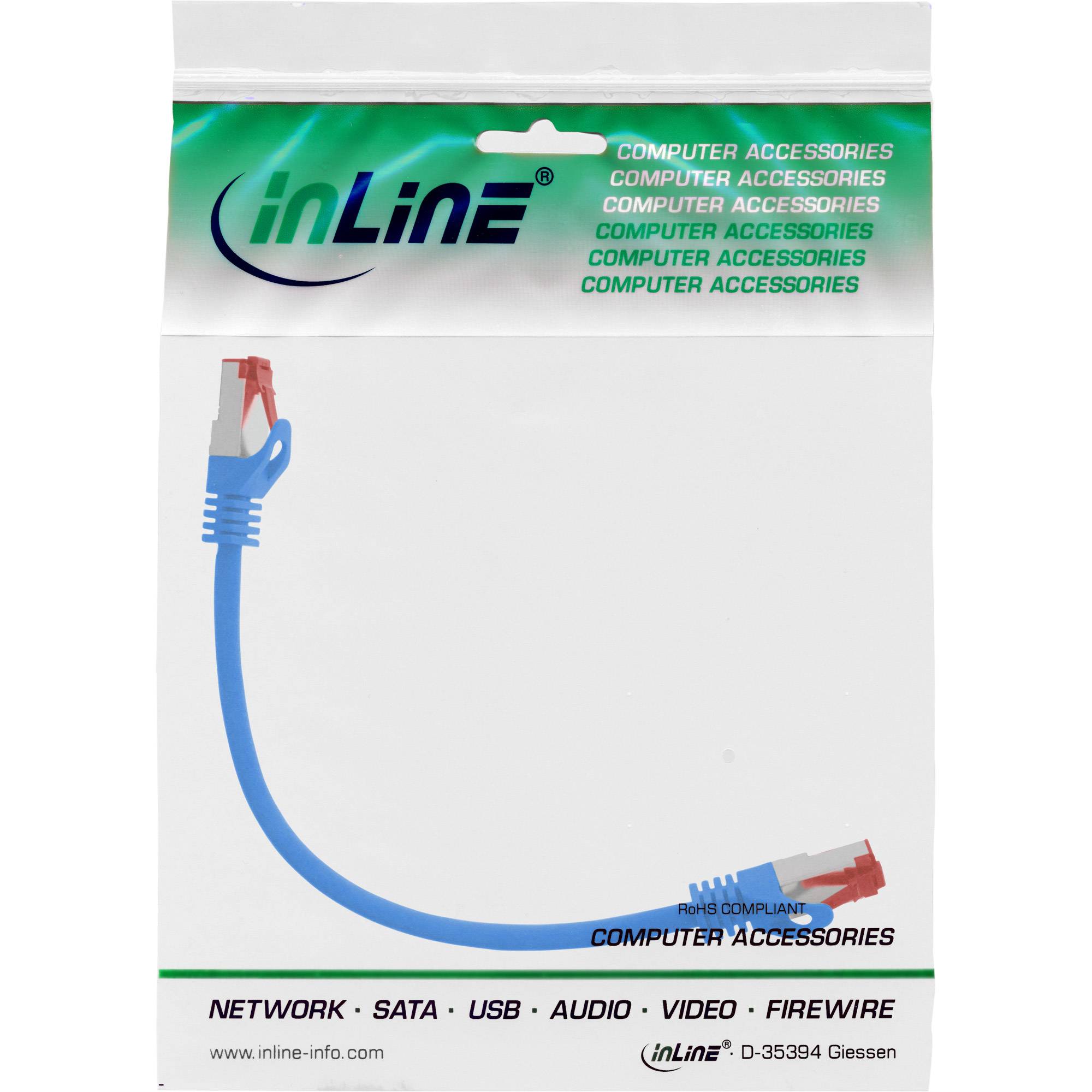 InLine® Patchkabel, S/FTP (PiMf), Cat.6, halogenfrei, Kupfer, blau, 0,3m-1