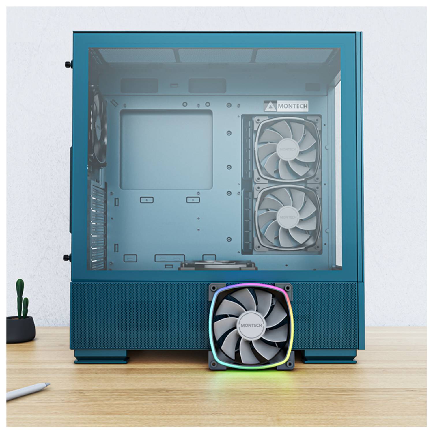 Montech SKY TWO, Midi Tower, PC, Blau, ATX, micro ATX, Mini-ITX, Gaming, Blau, Grün, Rot-0