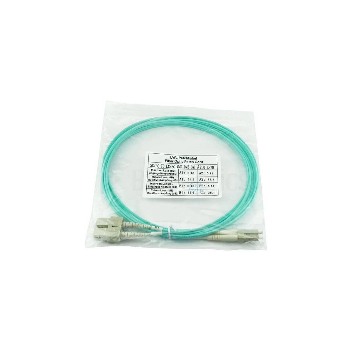 BLUEOPTICS - Duplex LWL Patchkabel LC-SC Multimode OM3 1 Meter-3