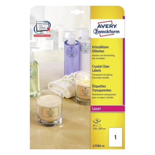 AVERY ZWECKFORM - Avery L7784 - Polyester - glänzend - permanenter Klebstoff - klar - A4 (210 x 297 mm)-1