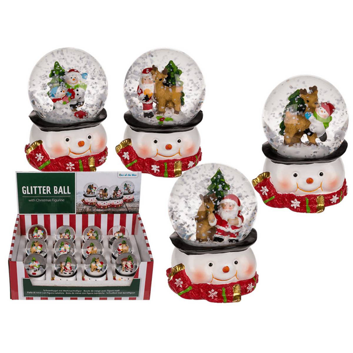 Schneekugel, Weihnachtsmann & Rentier-0
