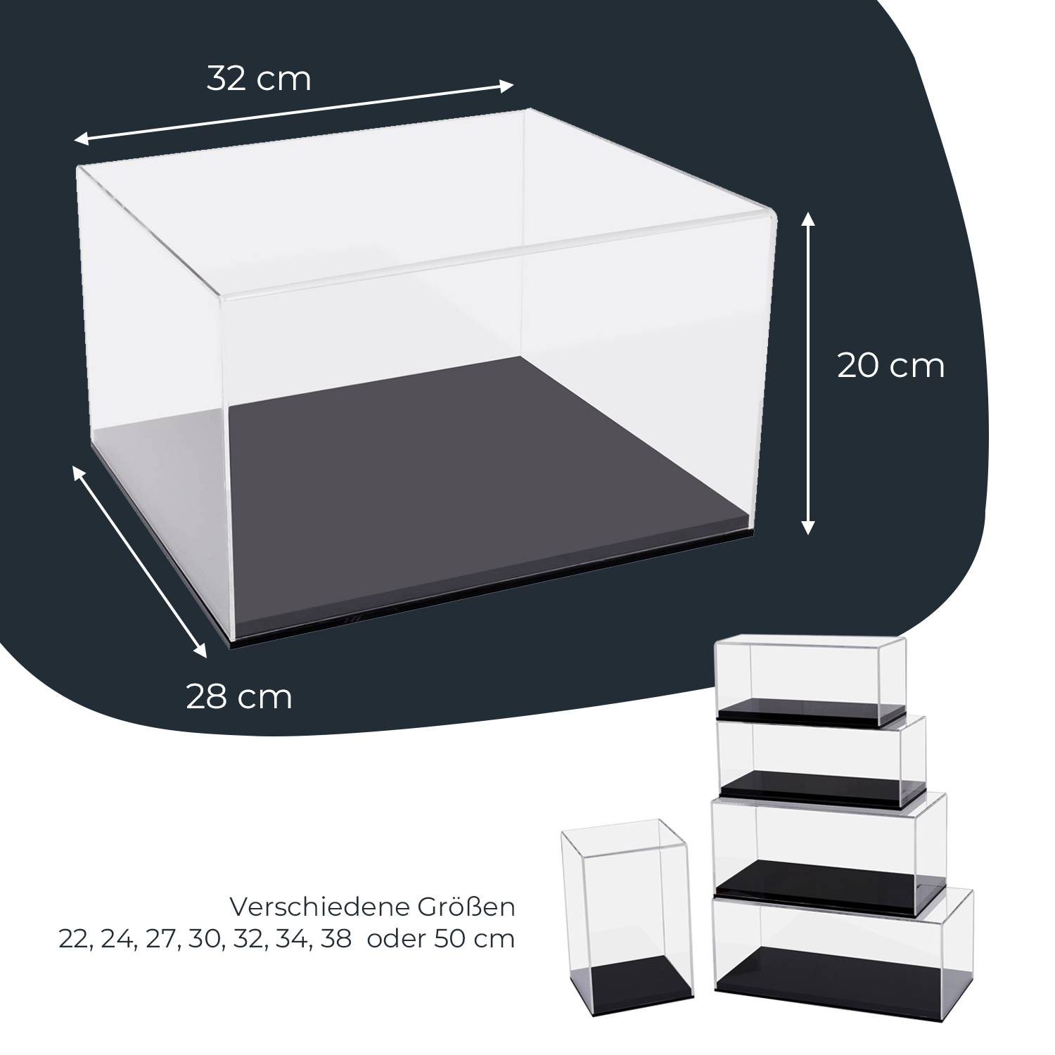 HMF 46806 Acryl Vitrine / Schaukasten für Modellautos, Figuren, 32 x 28 x 20 cm, Transparent-3