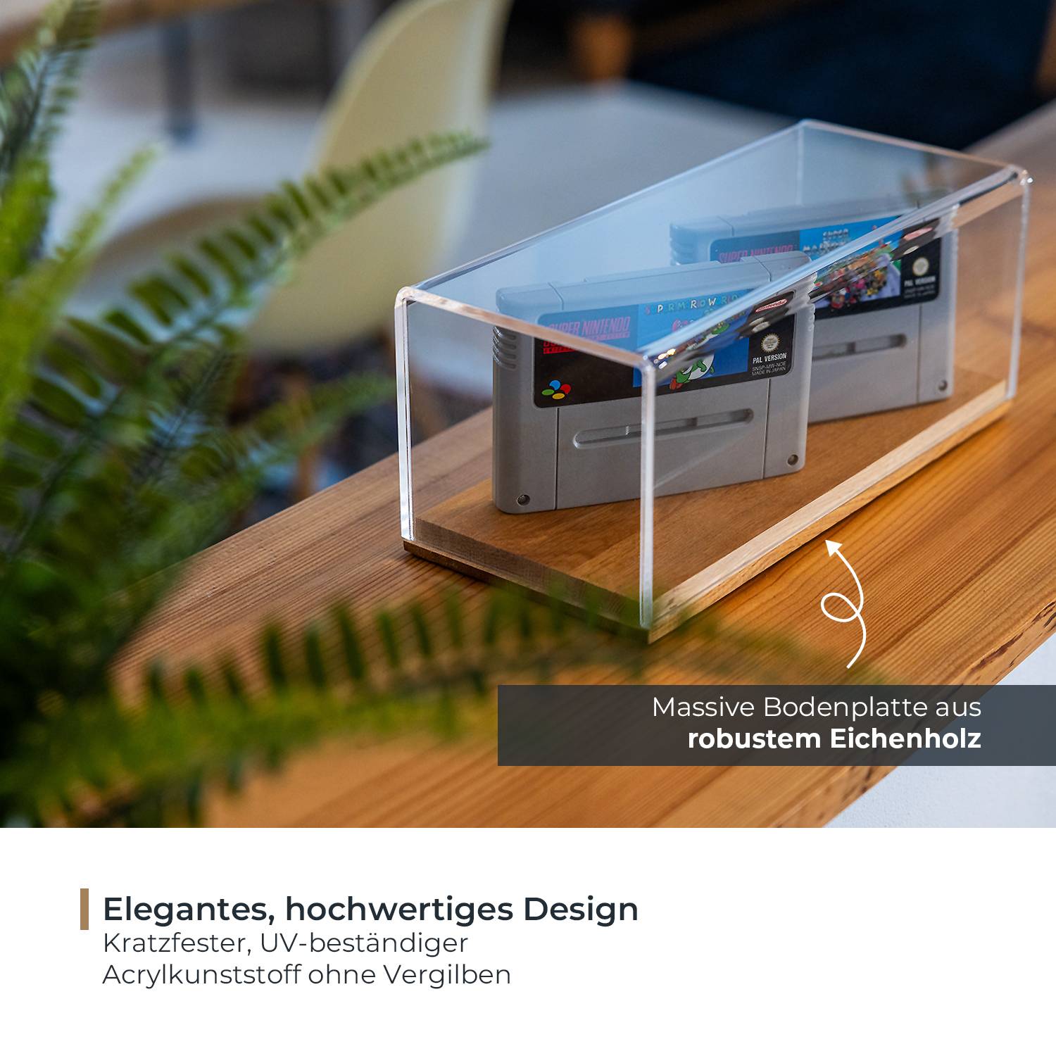 HMF 46873 Acryl Vitrine / Schaukasten mit Holzsockel für Modellautos, 30 x 15 x 14 cm, Transparent-1