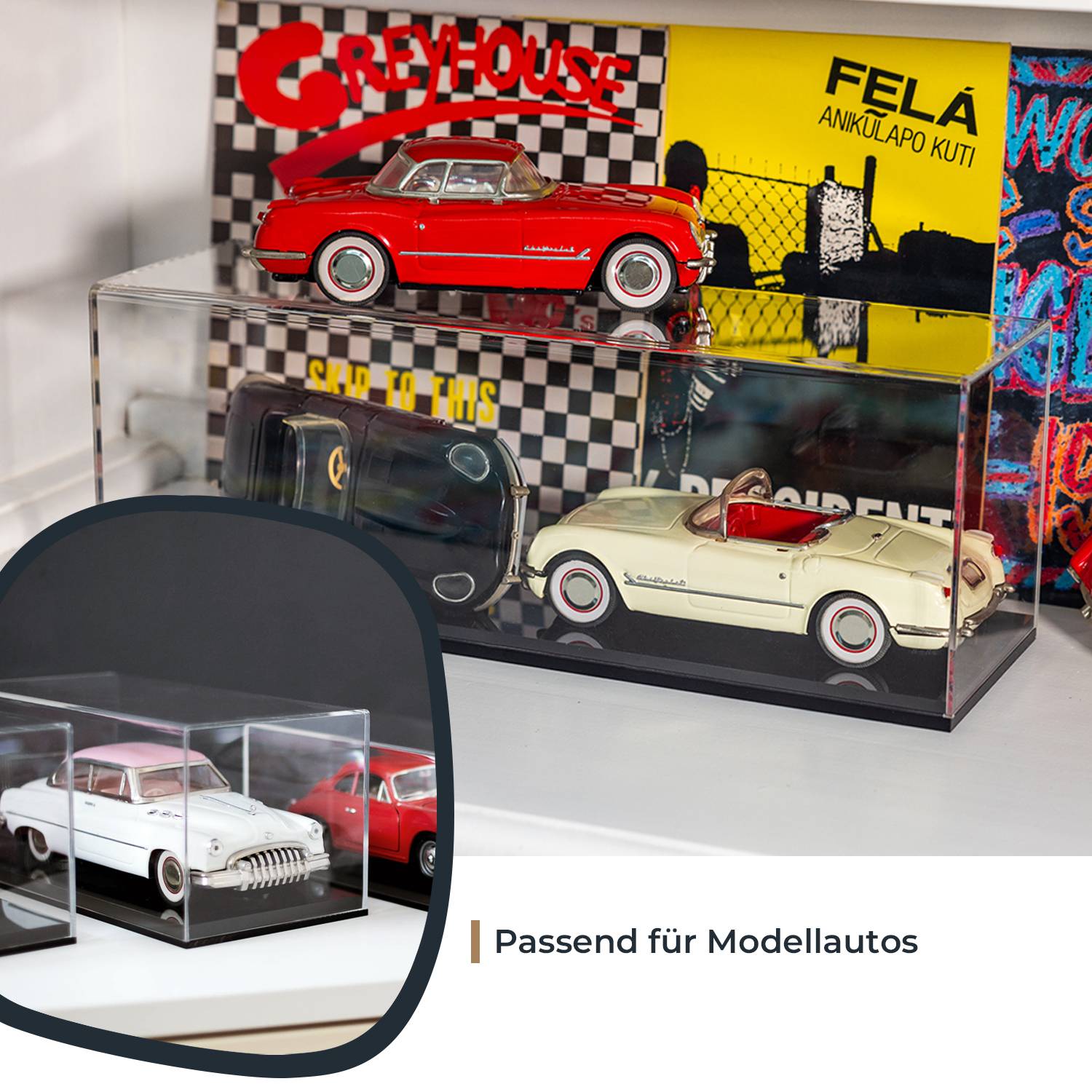 HMF 46803 Acryl Vitrine / Schaukasten für Modellautos, Figuren, 30 x 15 x 14 cm, Transparent-1