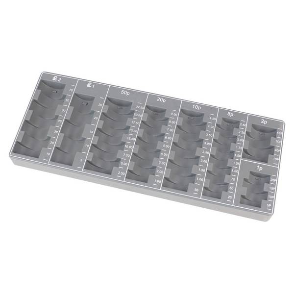 HMF Münzzählbrett Britische Pfund £, Münzbrett, 27,5 x 11 x 2 cm, Grau