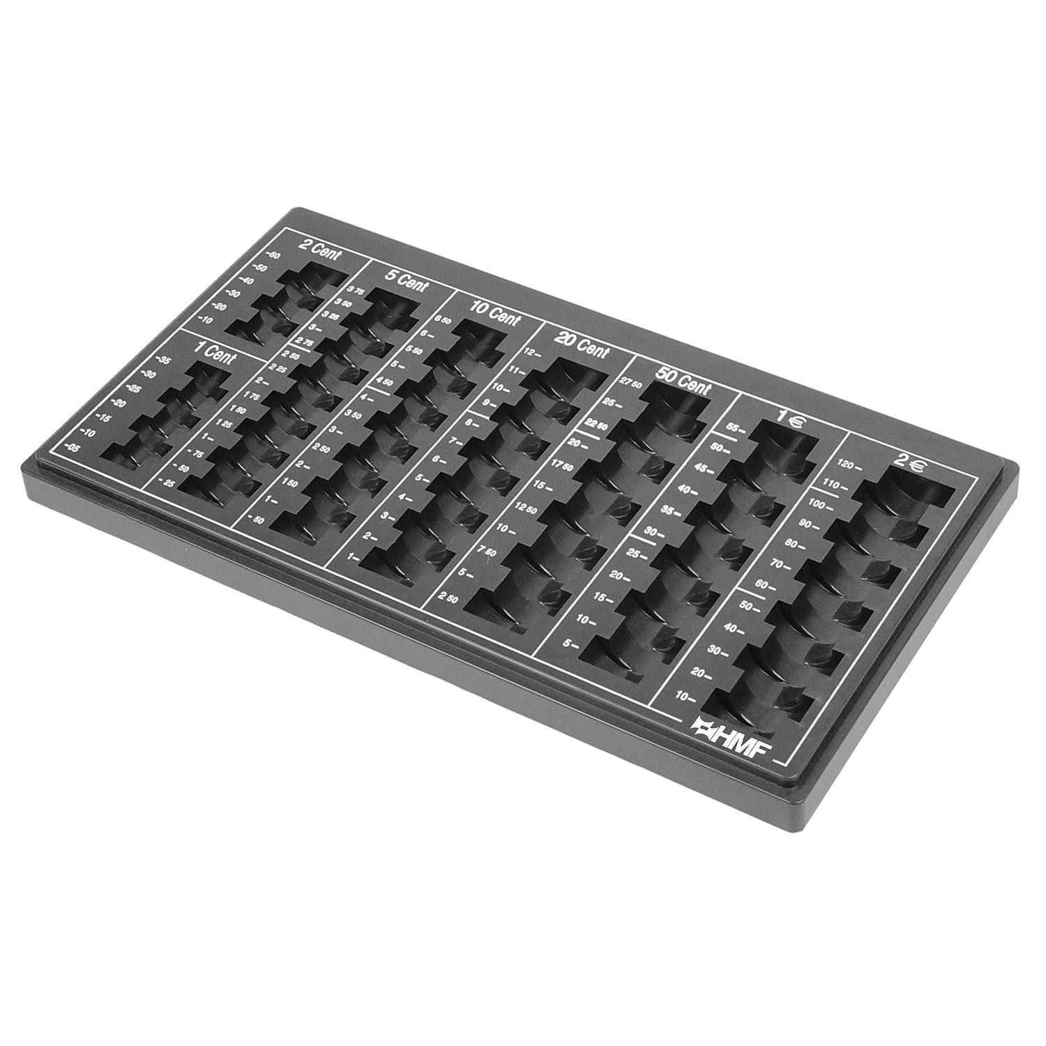 HMF Euro-Münzzählbrett Münzsortierer 33 x 18,5 x 2 cm, Schwarz-0