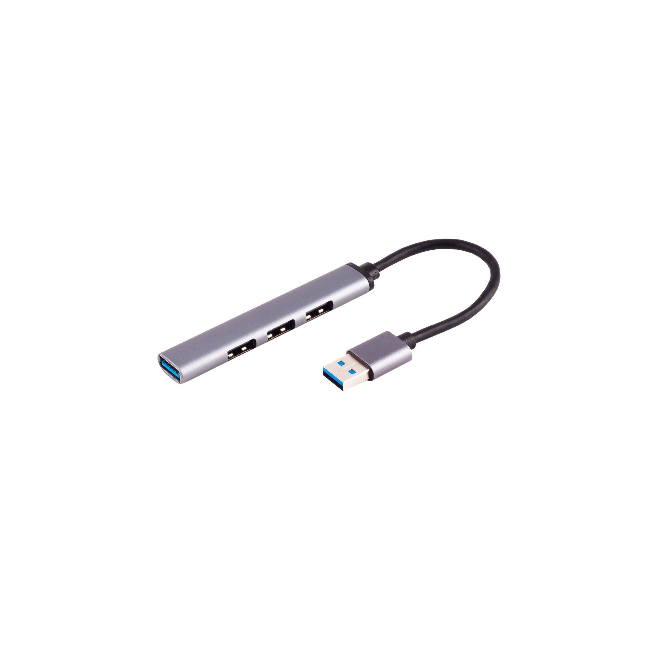 USB-A Hub, 3.0, 4-fach USB-A, ALU, slim, 0,12m-0