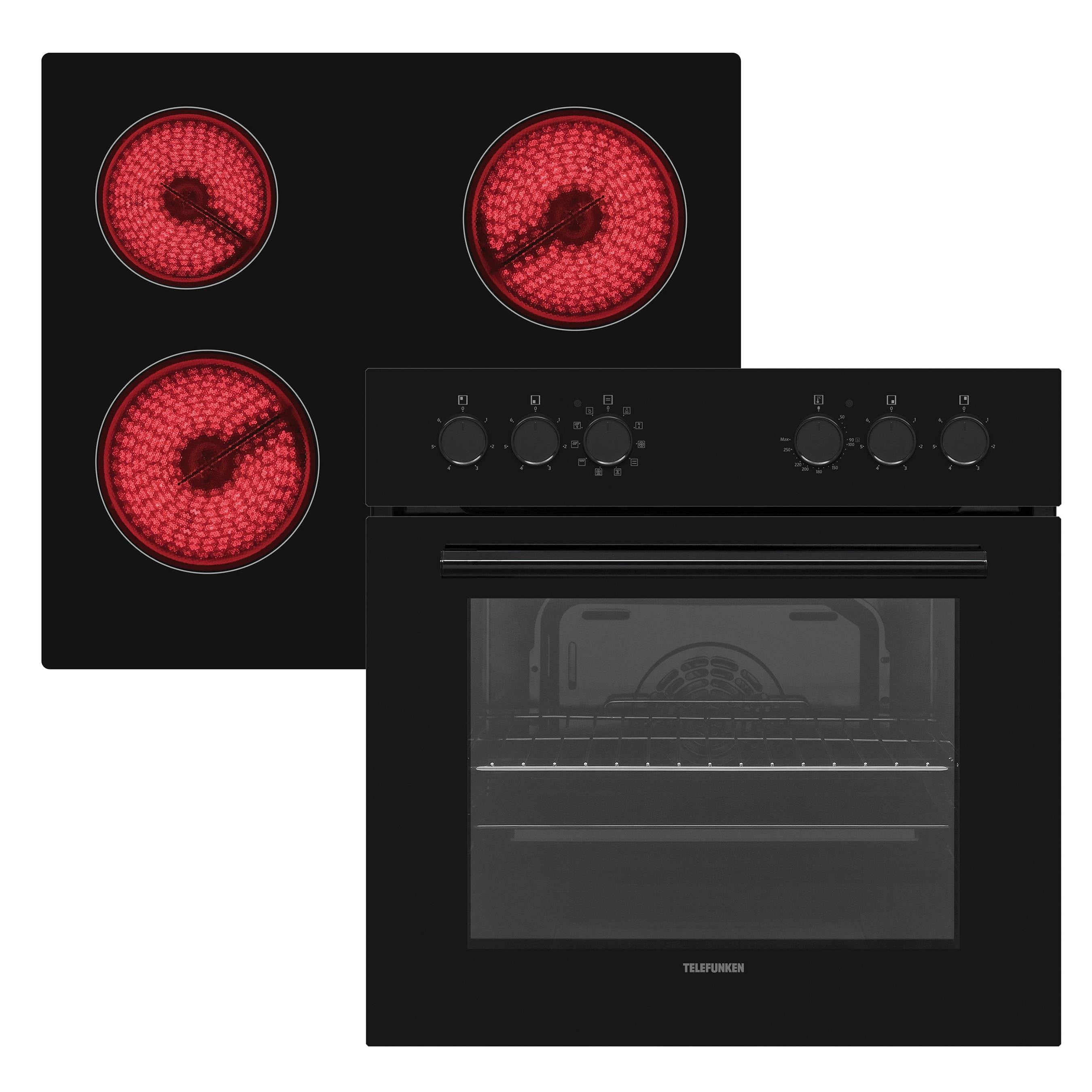 Telefunken ECH65A-B2 Einbauherd-Set | Elektro-Herd-Kochfeld-Kombi | Backofen mit Grill & Umluft | Glaskeramik-Kochfeld-0