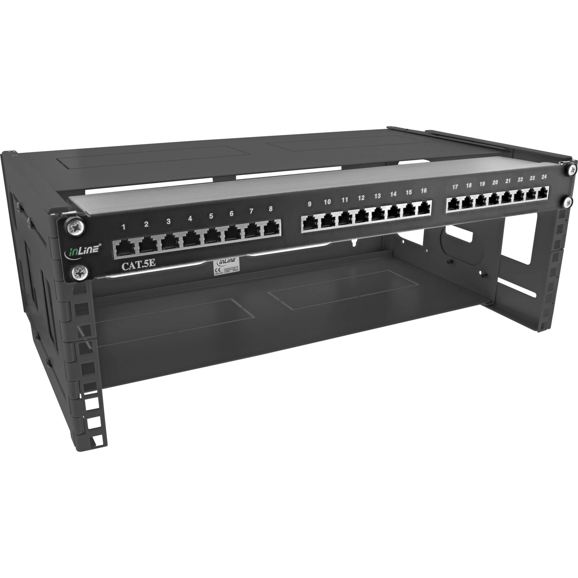 InLine® 19" Rack zur Wandmontage, 4HE, 24-40cm Tiefe, mit Abdeckung, schwarz-1