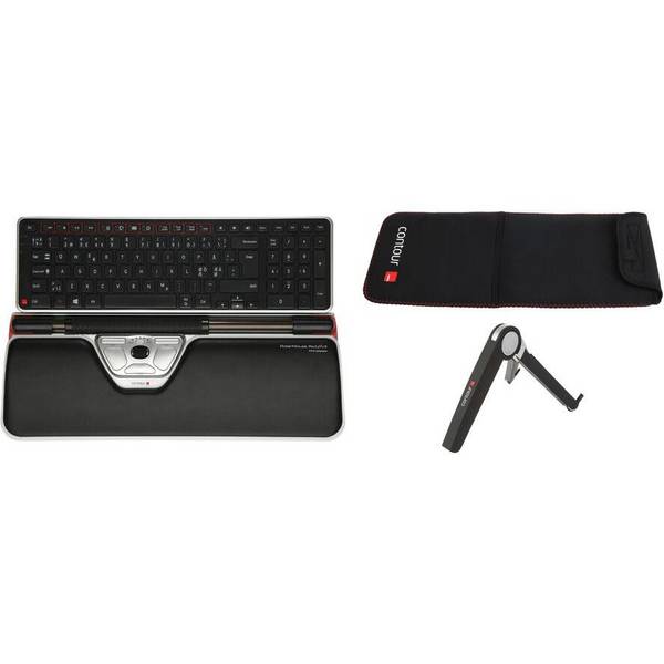 Contour Design RollerMouse Red Plus WL Travel Kit Tastatur Maus enthalten Büro RF Wireless Schwarz