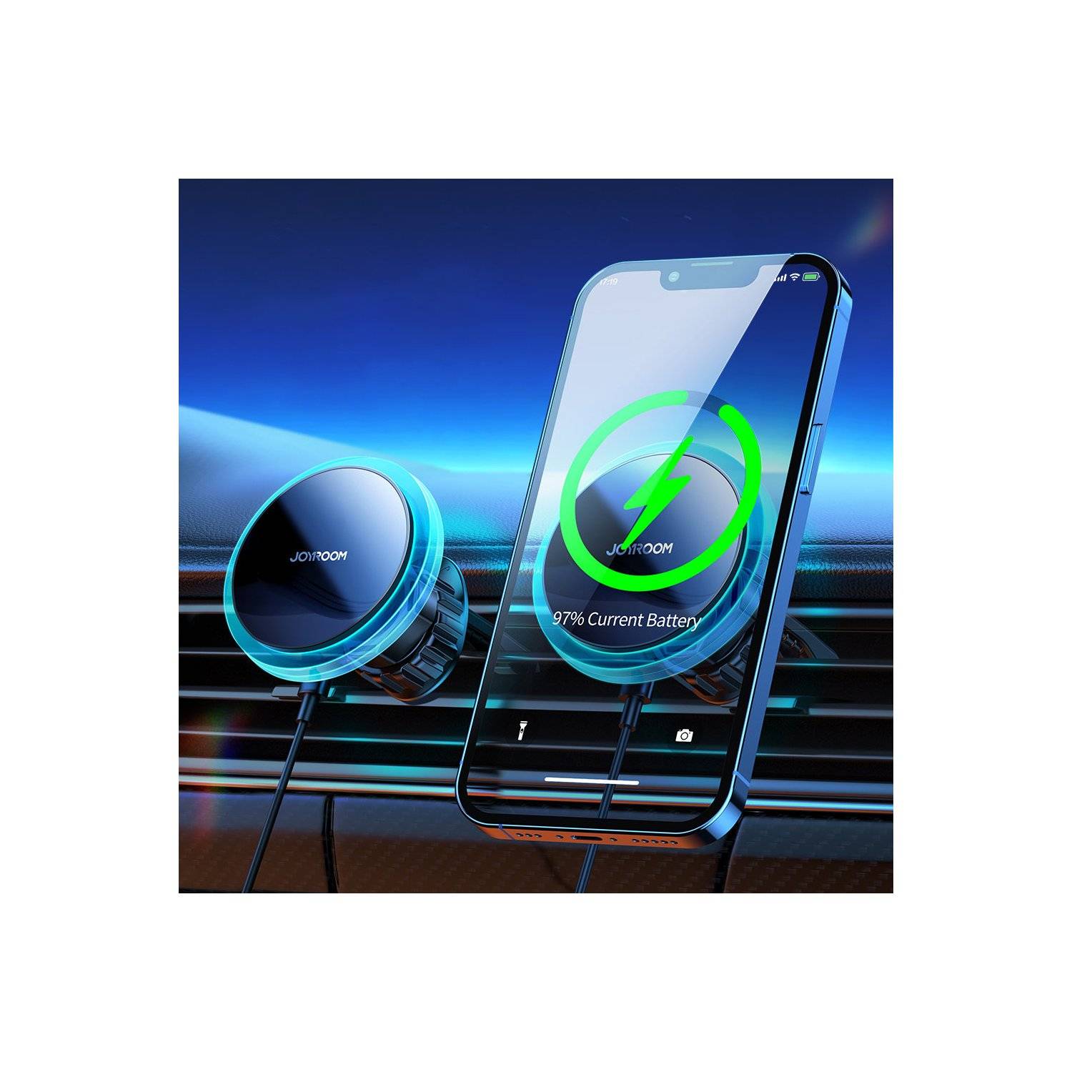 Joyroom JR-ZS291 Kabelloses Induktionsladegerät 15 W (MagSafe-kompatibel für iPhone) Lüftungsöffnung Silber-3