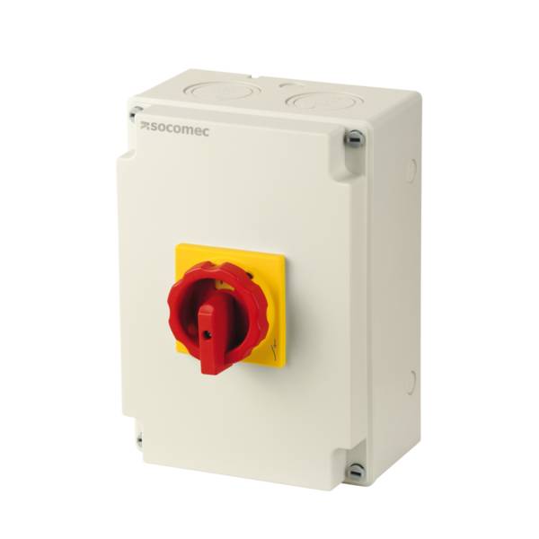 Socomec Lastumschalter COMO im Gehäuse IP65 8x63A Griff rot/gelb 21158406