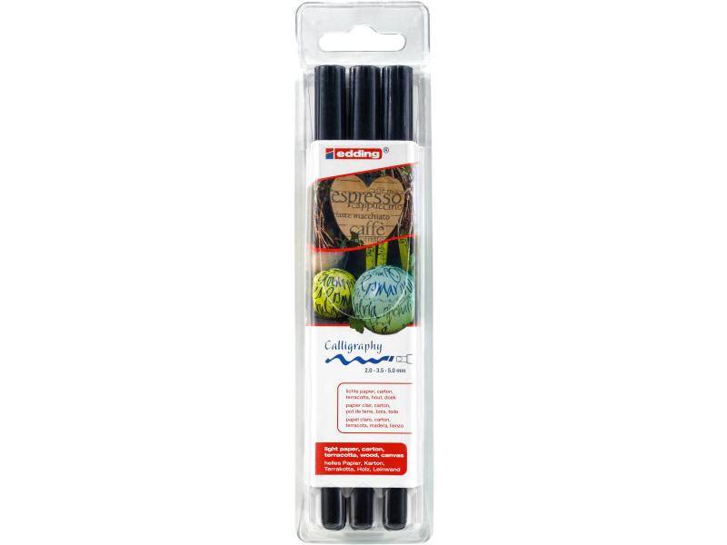 edding 1255 calligraphy - Filzstift - permanent - Schwarz - Wasserbasierte Pigmenttinte (Packung mit 3)-1