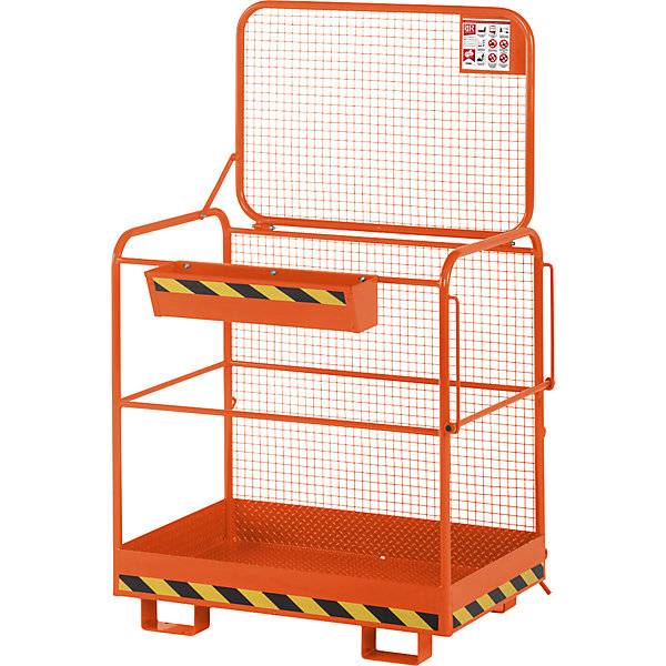 Sicherheitskorb für Stapler Aufnahme breite Seite Arbeitsplattform 1200 x 800 mm reinorange RAL 2004. 79504149