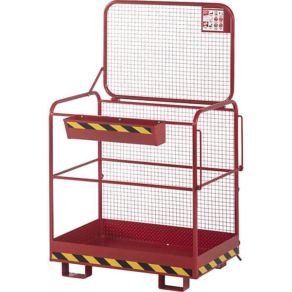 Sicherheitskorb für Stapler Aufnahme breite Seite Arbeitsplattform 1200 x 800 mm feuerrot RAL 3000. 79504249