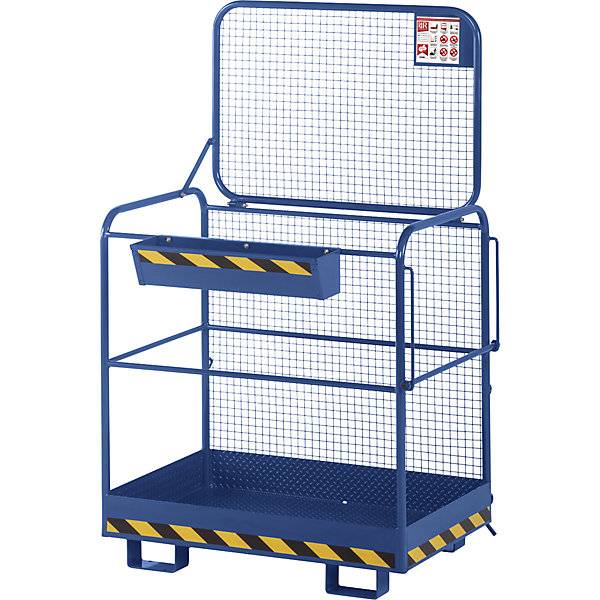 Sicherheitskorb für Stapler Aufnahme breite Seite Arbeitsplattform 1200 x 800 mm enzianblau RAL 5010. 79504049-0