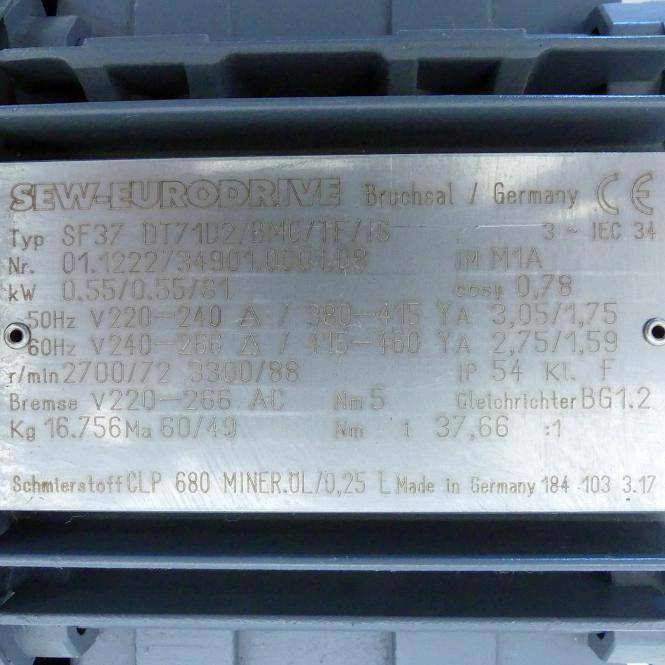 SEW-Eurodrive Getriebemotor SF37 DT71D2/BMG/TF/IS (SF37 DT71D2/BMG/TF/IS)-1