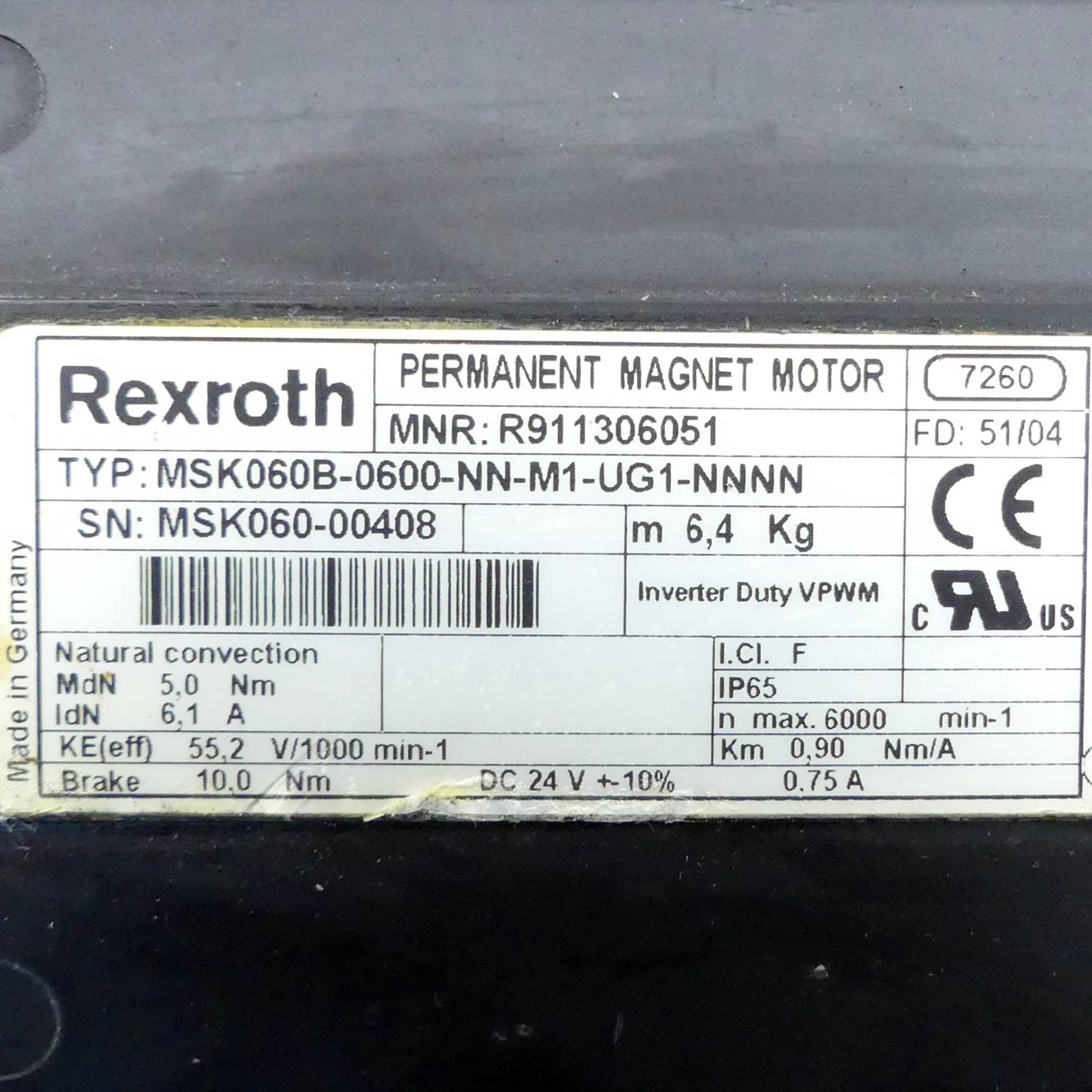 Rexroth Servomotor MSK060B-0600-NN-M1-UG1-NNNN (R911306051)-1