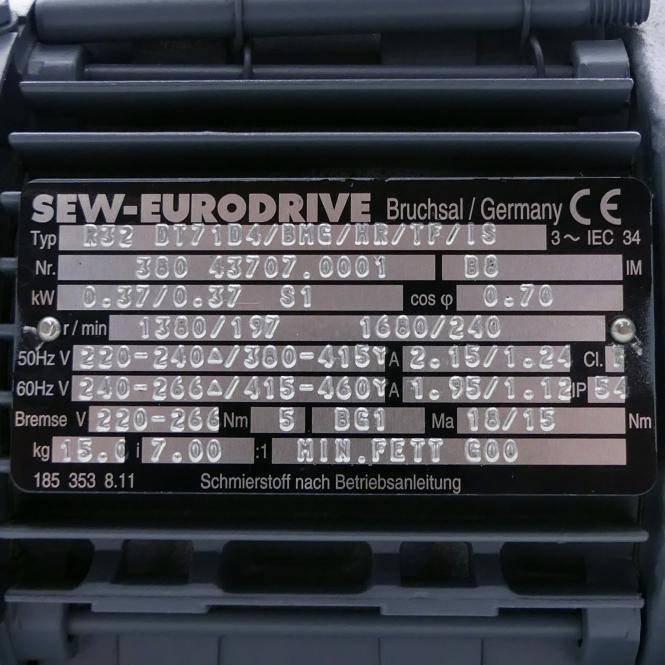 SEW-Eurodrive Getriebemotor (R32 DT71D4/BMG/HR/TF/IS)-1
