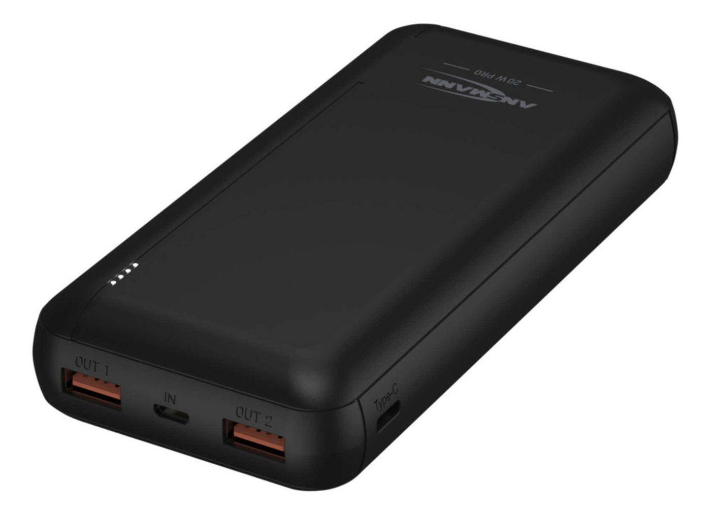 ANSMANN Powerbank PB320PD, Quick Charge 3.0, 20000 mAh, 20W, Micro- USB Kabel-0