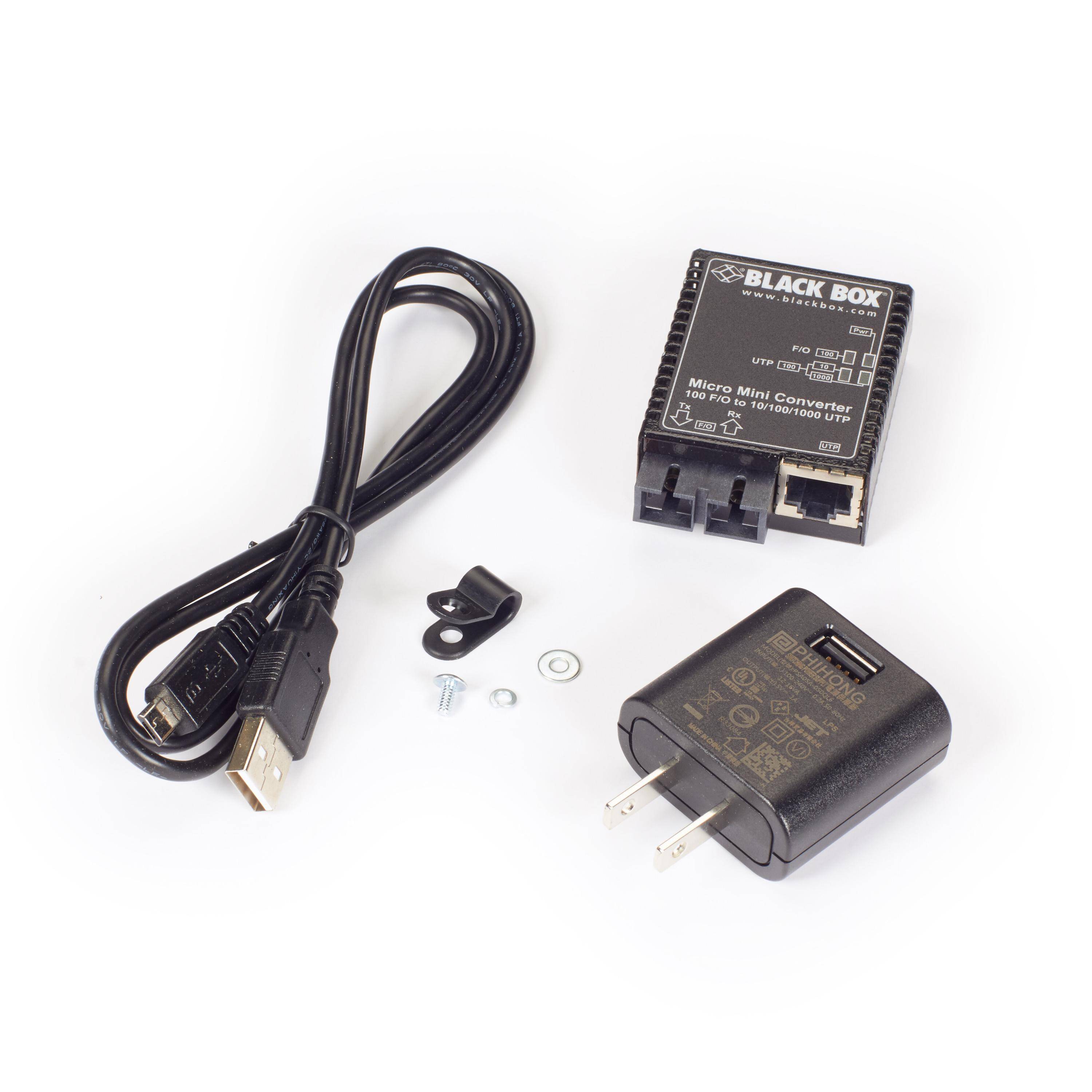 Black Box LMC402A Micro Mini Media Converter AC SC Multimode (1) 100BaseFX MM SC (1) RJ45 5km-3