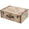 HMF Vintage Deko Koffer aus Holz, Aufbewahrungsbox mit Deckel und Ledergriff, Weltkarte Farbe, 44 x 32 x 16 cm