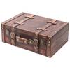 HMF Vintage Deko Koffer aus Holz, Aufbewahrungsbox mit Deckel und Ledergriff, Klassik, 38 x 26 x 13 cm
