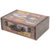 HMF Vintage Deko Koffer aus Holz, Aufbewahrungsbox mit Deckel und Ledergriff, Garage, 38 x 26 x 13 cm