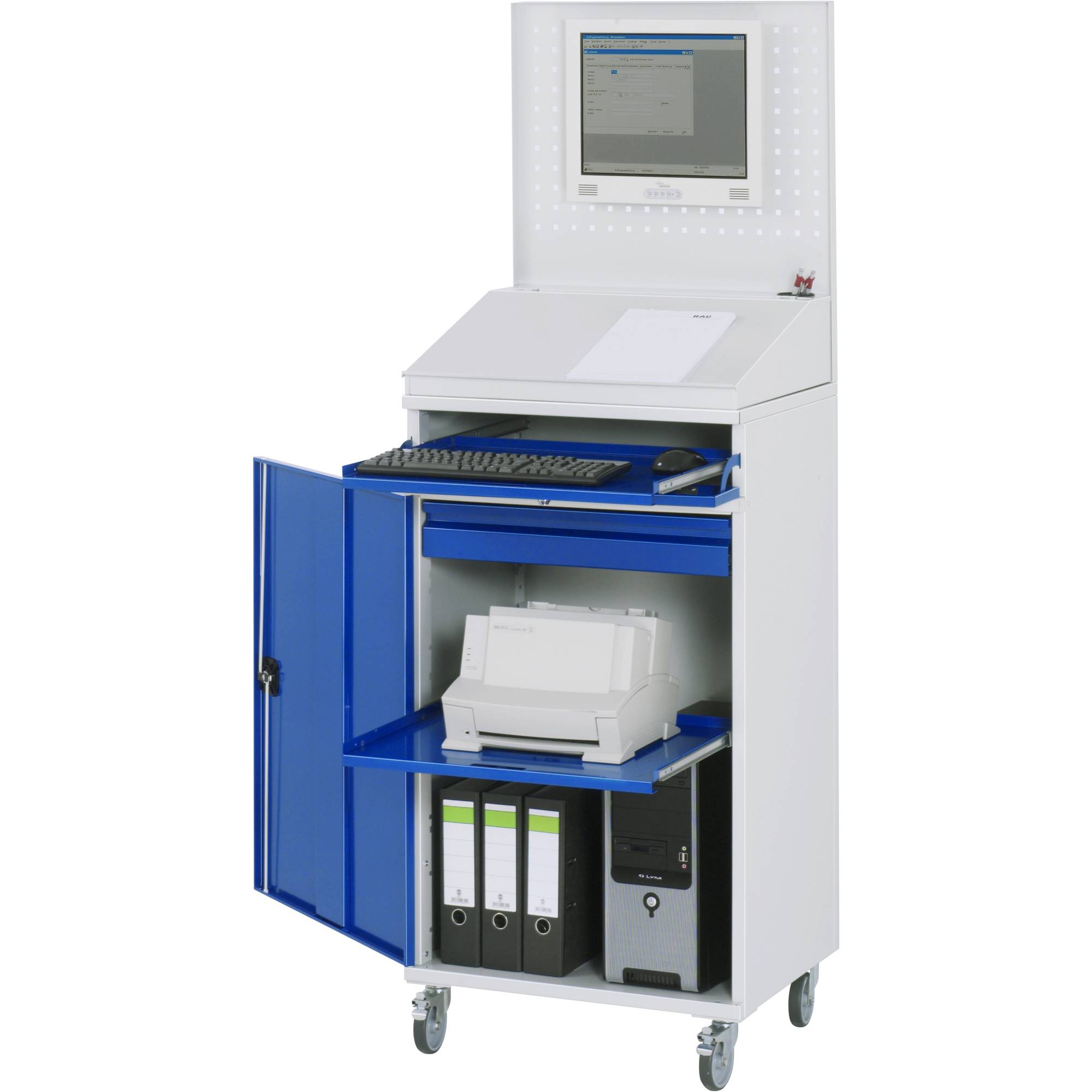 Computerschrank 650x520x1895 mobil lgr/ebl-1