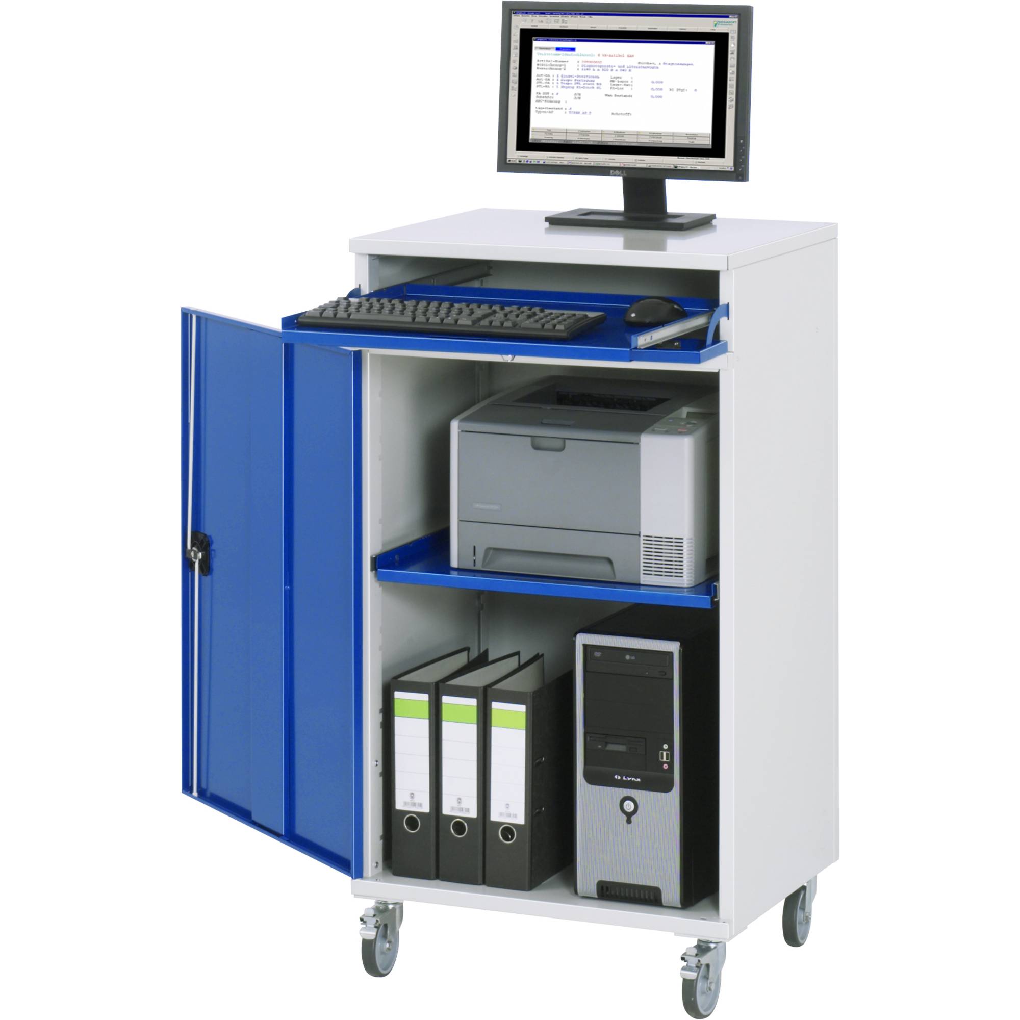 Computerschrank 650x520x1185 mobil lgr/ebl-1