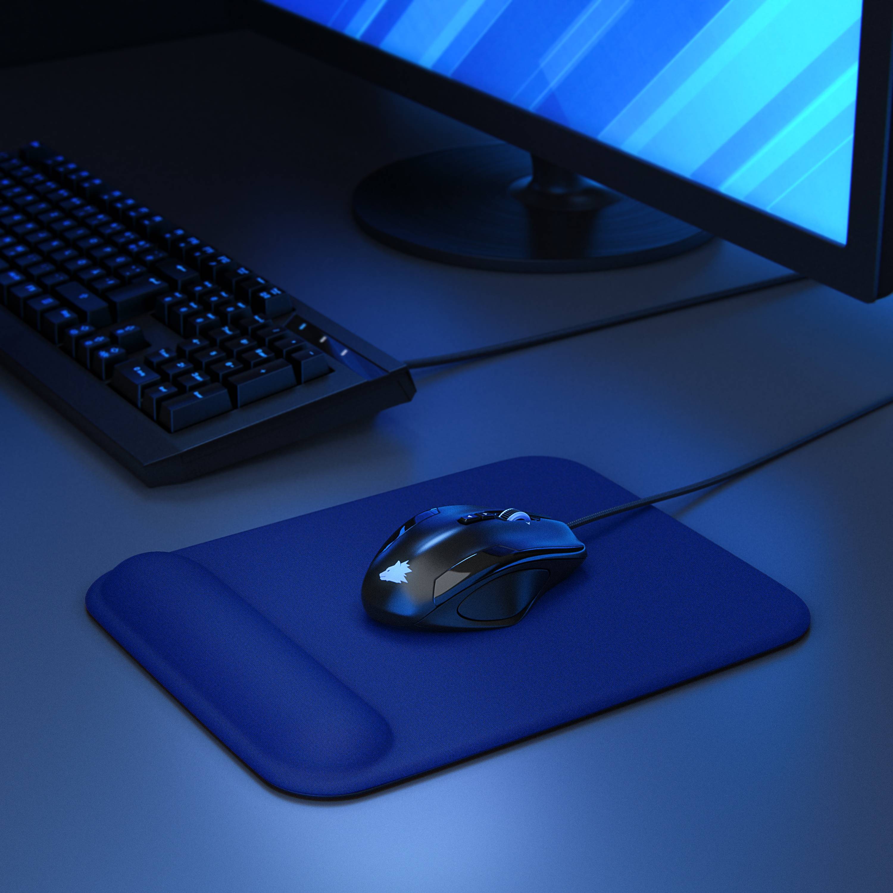 CSL Gaming Mauspad, Office Mousepad mit Gelkissen mit & Handgelenkauflage, 22,5 x 28 cm, dunkelblau-1