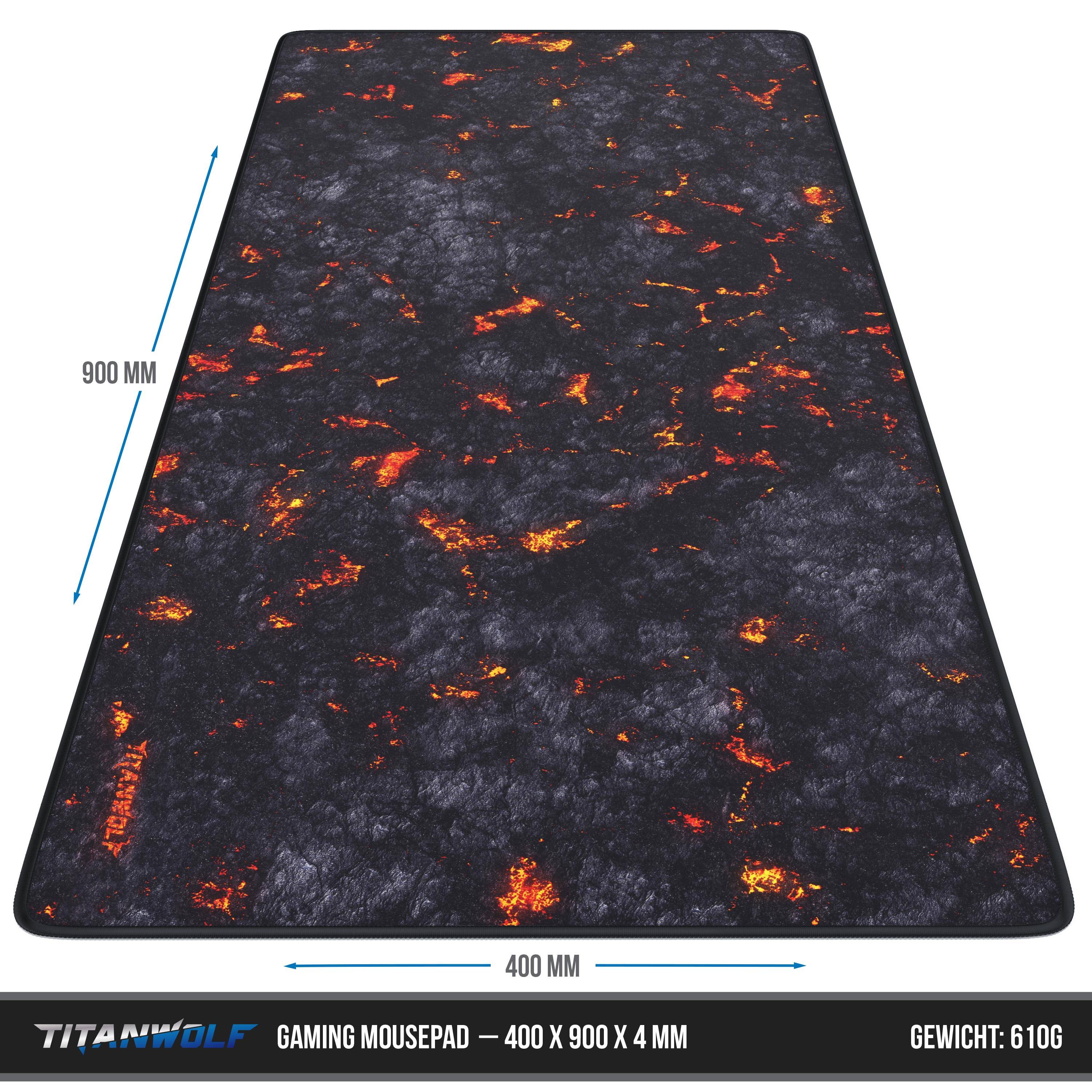 Titanwolf Gaming Mauspad XXL, glattes Stoffgewebe, Speed Mousepad 900 x 400mm große Fläche, Lavamotiv-2