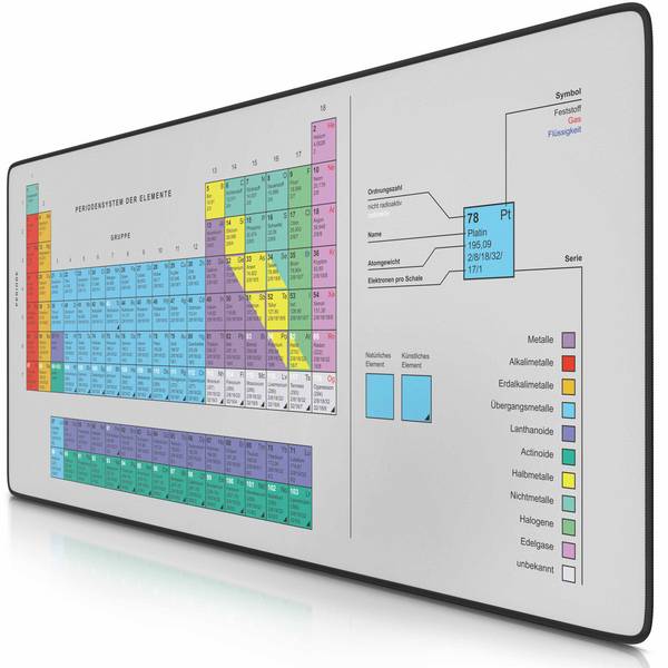 CSL Gaming Mauspad, XXL Schreibtischunterlage 900 x 400mm, Präzision & Geschwindigkeit, Periodensystem