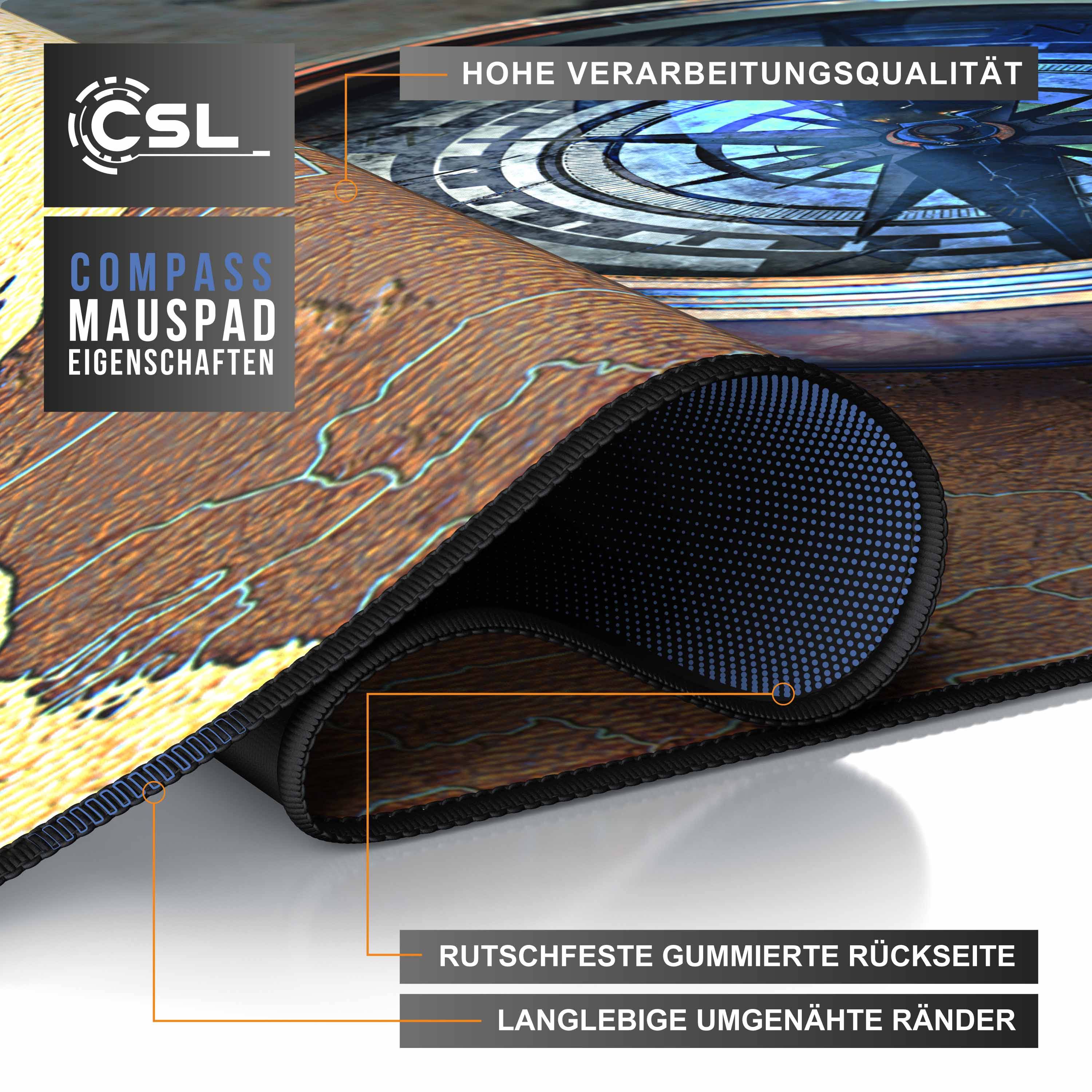 CSL Gaming Mauspad, XXL Schreibtischunterlage 900 x 400mm, Präzision & Geschwindigkeit, Compass-3