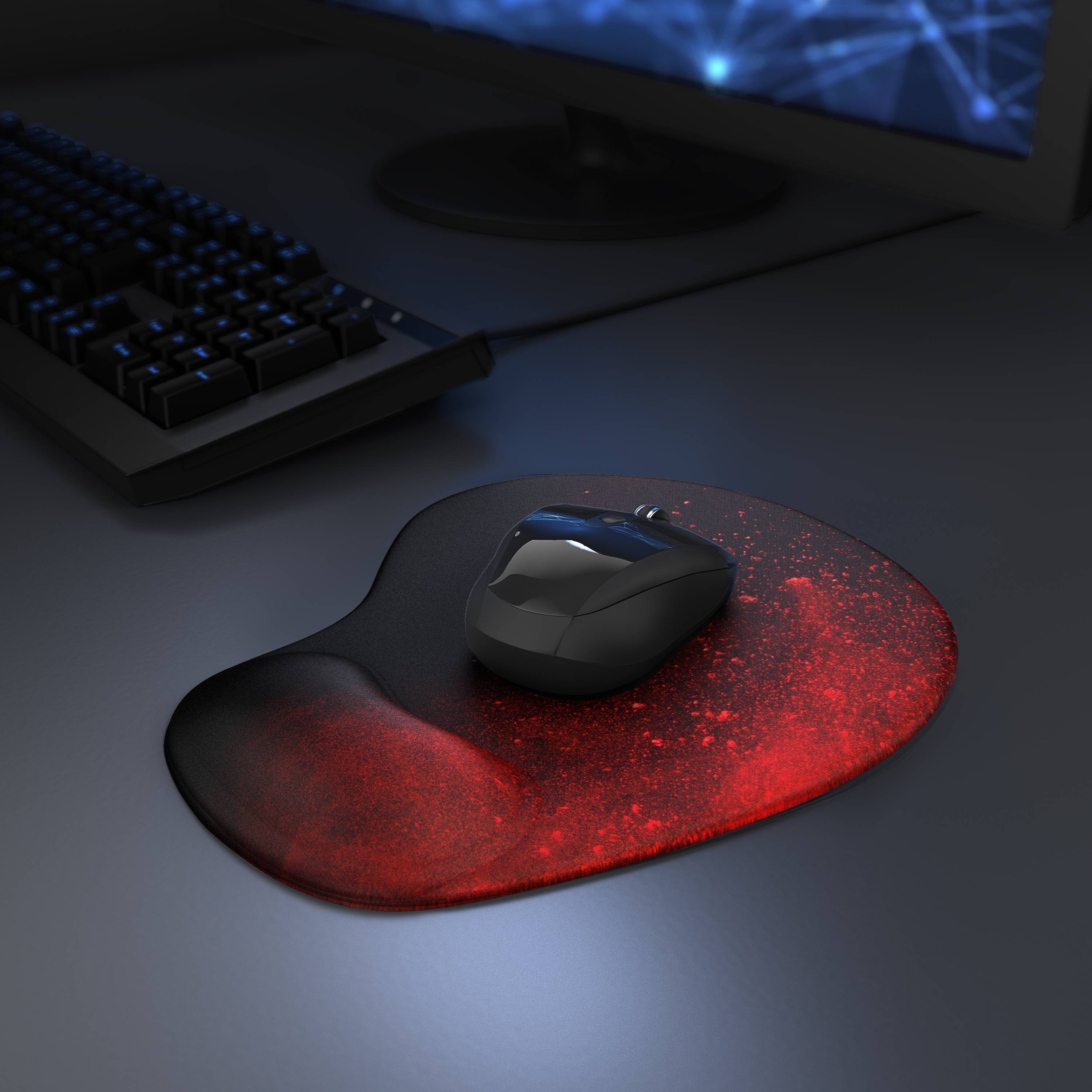 Titanwolf Gaming Mauspad mit ergonomischer Handgelenkauflage, Office Mousepad mit Gelpolster, Blood-4