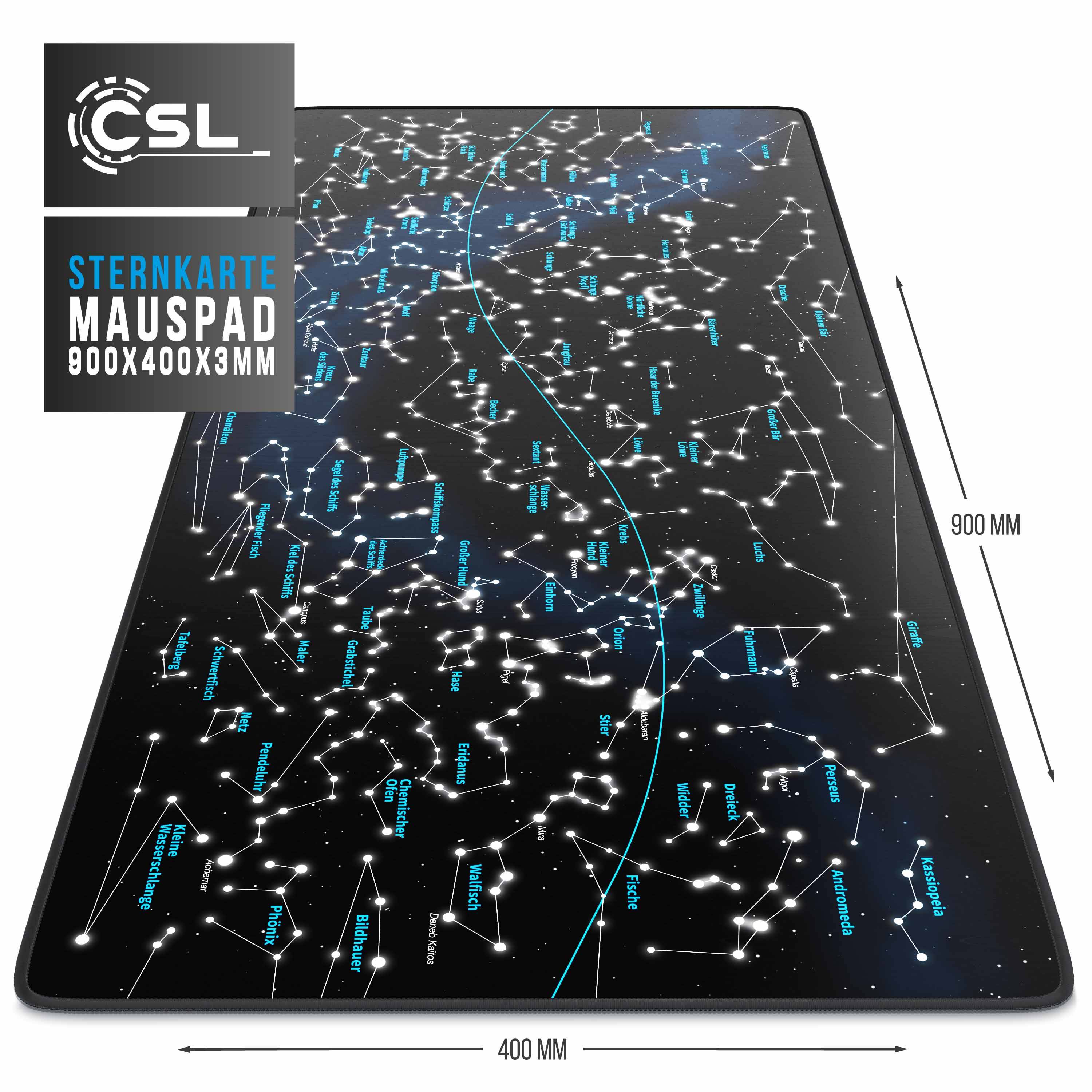 CSL Gaming Mauspad, XXL Schreibtischunterlage 900 x 400mm, Präzision & Geschwindigkeit, Celestial Map-2