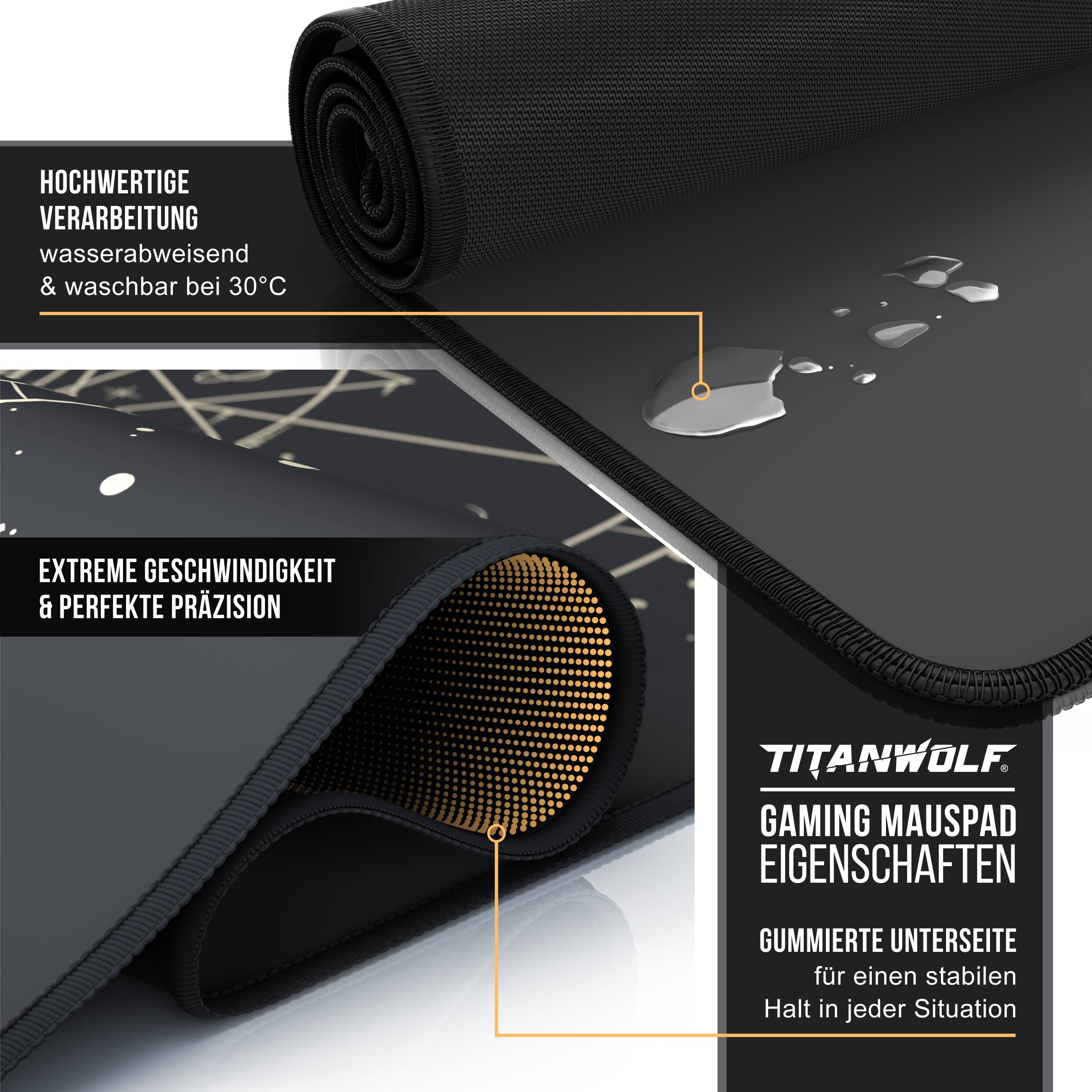 Titanwolf XXL Speed Gaming Mauspad 900 x 400mm, XXL Mousepad, Tischunterlage für Präzision & Geschwindigkeit-2