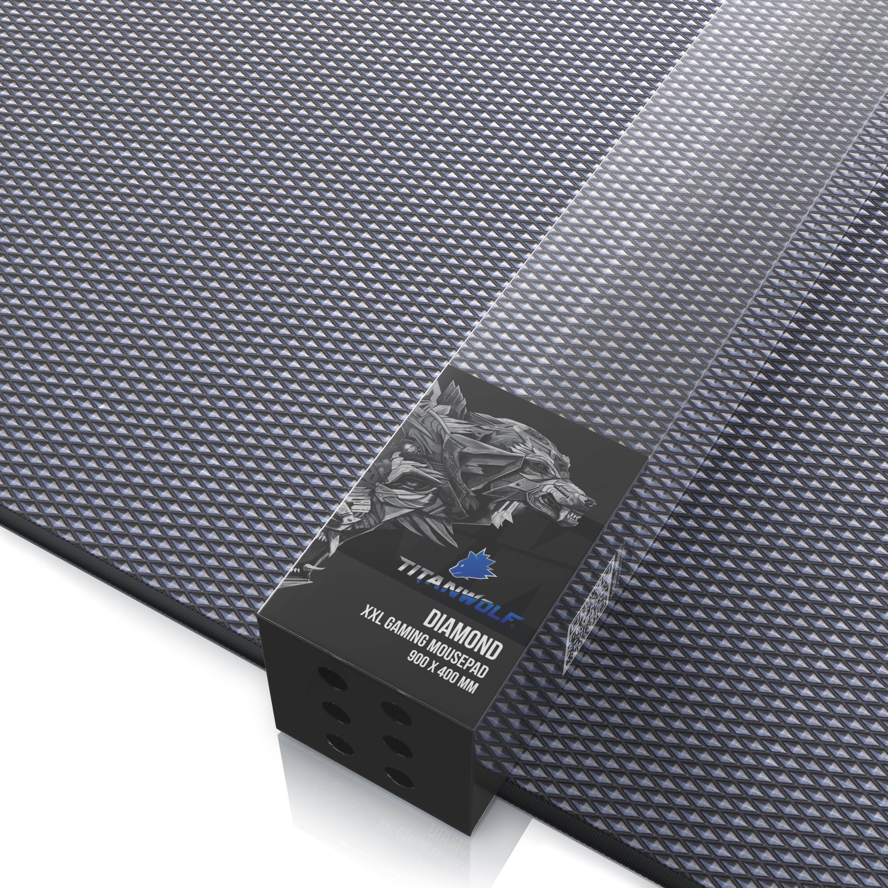 Titanwolf Gaming Mauspad XXL, glattes Stoffgewebe, Speed Mousepad 900 x 400mm große Fläche, Diamantmotiv-4