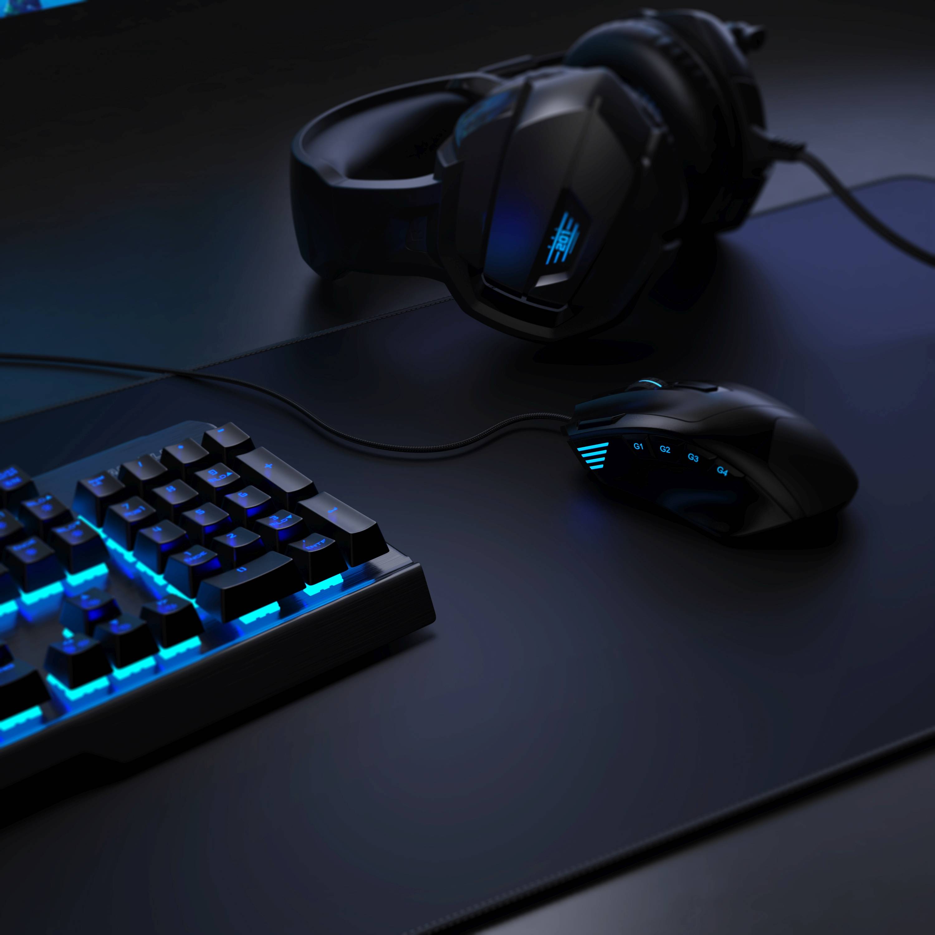 CSL Gaming Mauspad, extra groß, 1200 x 400 x 3 mm Schreibtischunterlage XXXL, Rutschfest, schwarz-1