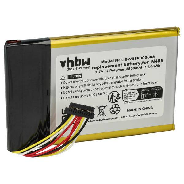 vhbw Akku kompatibel mit Magellan TRX7 | GPS Navigation Navi (3800 mAh, 3,7 V, Li-Polymer)