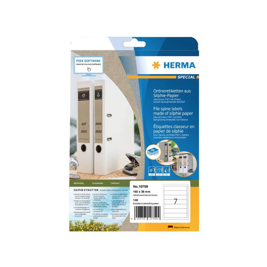 HERMA Ordnerrücken-Etiketten, Silphie-Papier, 192 x 38 mm (6504368)-1