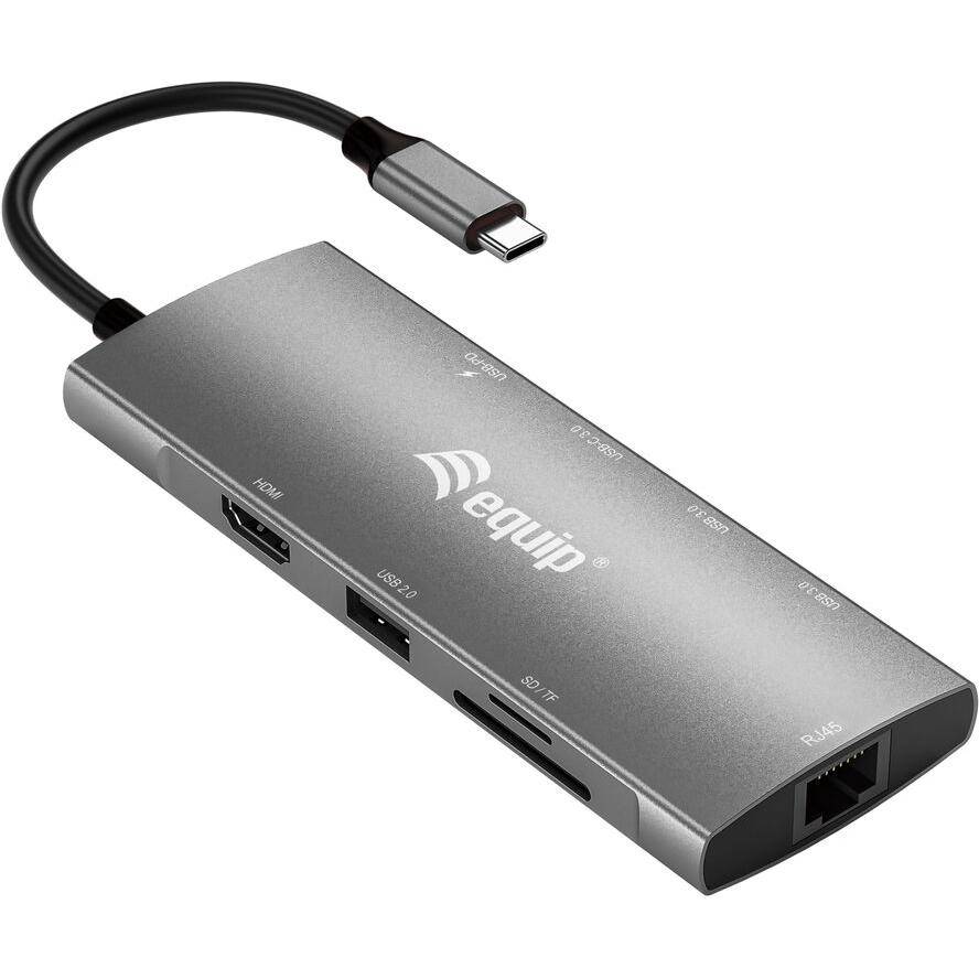 Equip Dock USB-C->HDMI Gigabit LAN USB3.0.100WPD SD/TF 0.25m - Grau-3