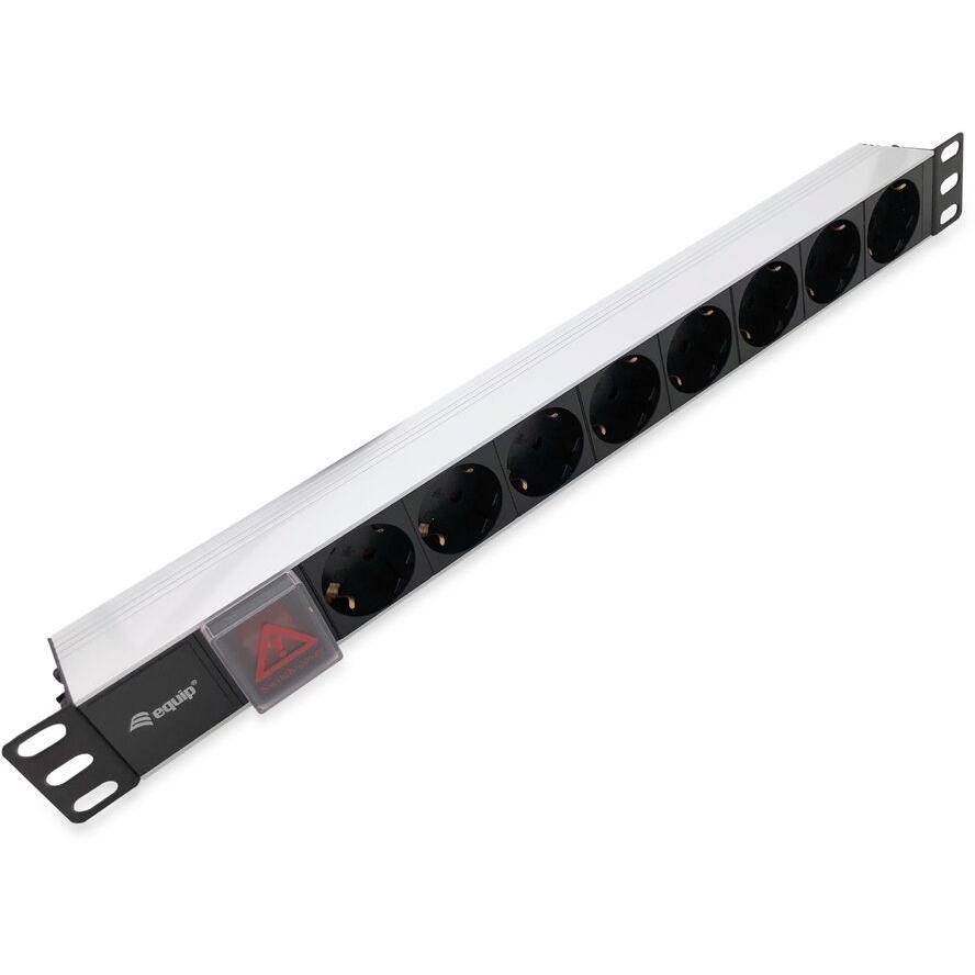 Equip 19 Steckdosenleiste 8xSchuko+Switch->St.90° si. Alu. Multimedia-Technik Steckdosenleisten-1