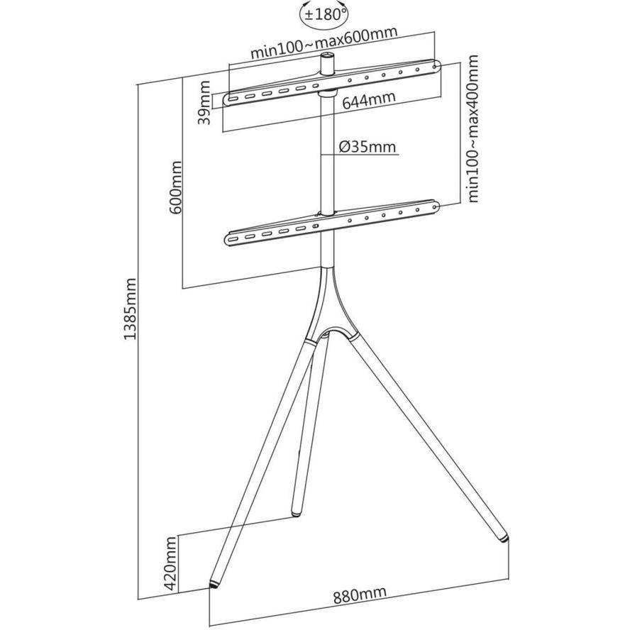Manhattan TV & Monitor Mount, Tripod Floor Stand, 1 screen, Screen Sizes: 37-65"-2
