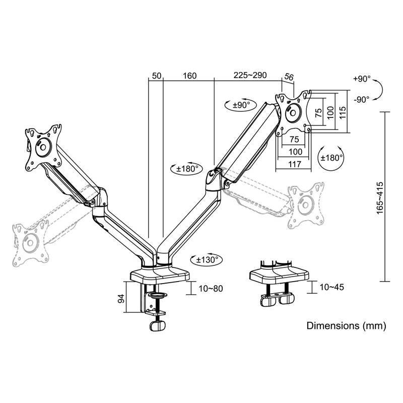 LogiLink Doppel-Monitorarm, Armlänge: 450 mm, schwarz-0